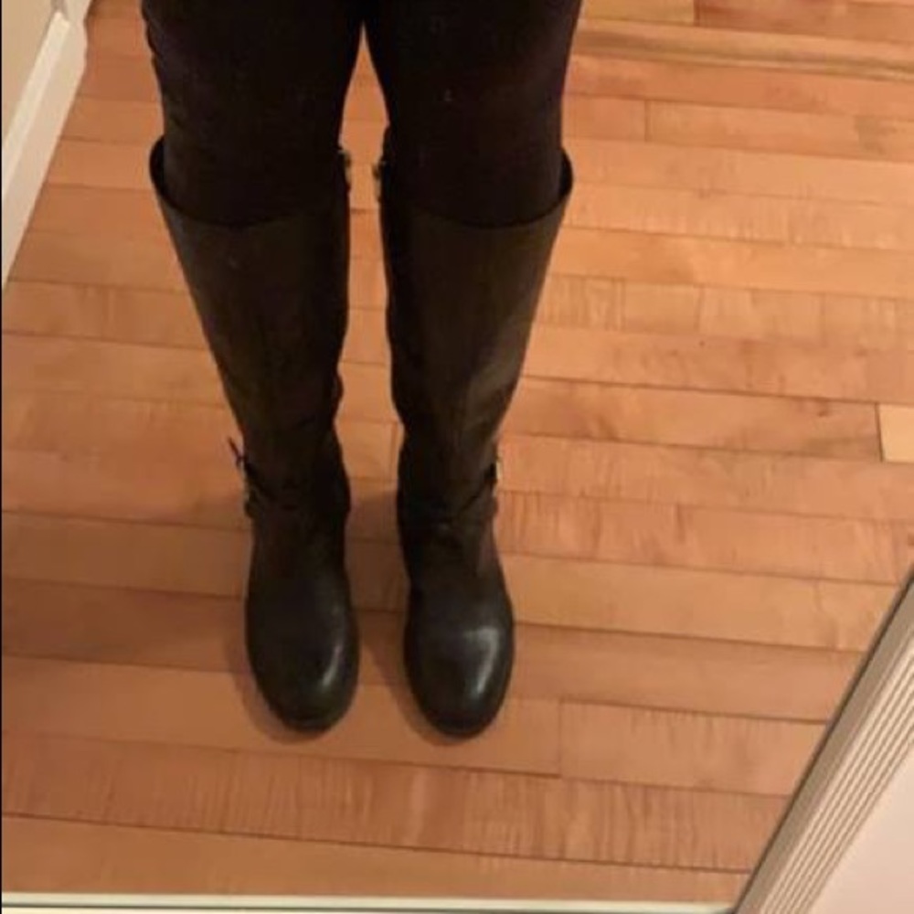 Leather upper fashion riding boots